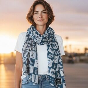 Bioworld Harry Potter Scarf 42x65" Icon Print Lightweight Blue Checkered OS